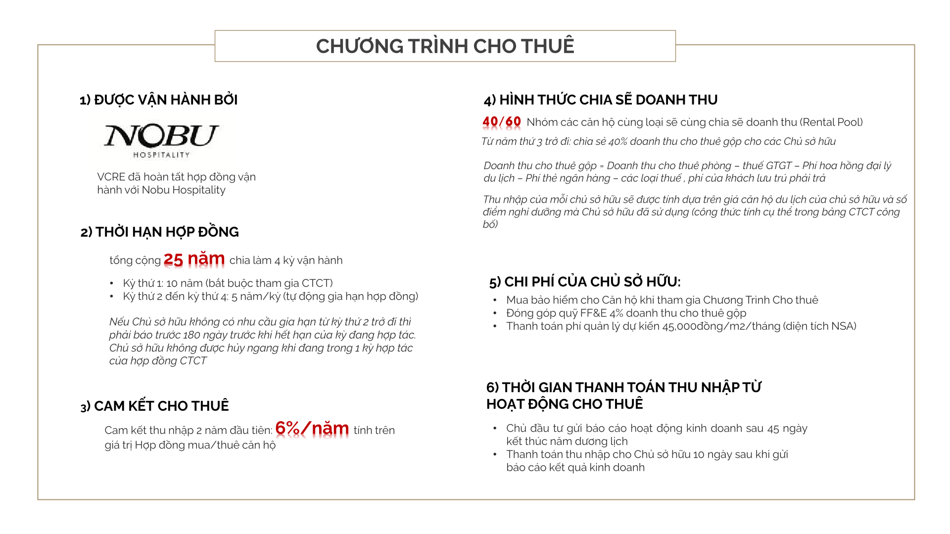 NOBU DANANG – CĂN HỘ NGHỈ DƯỠNG NOBU ĐẦU TIÊN TẠI ĐÔNG NAM Á 96 Chương trình cho thuê Nobu Đà Nẵng