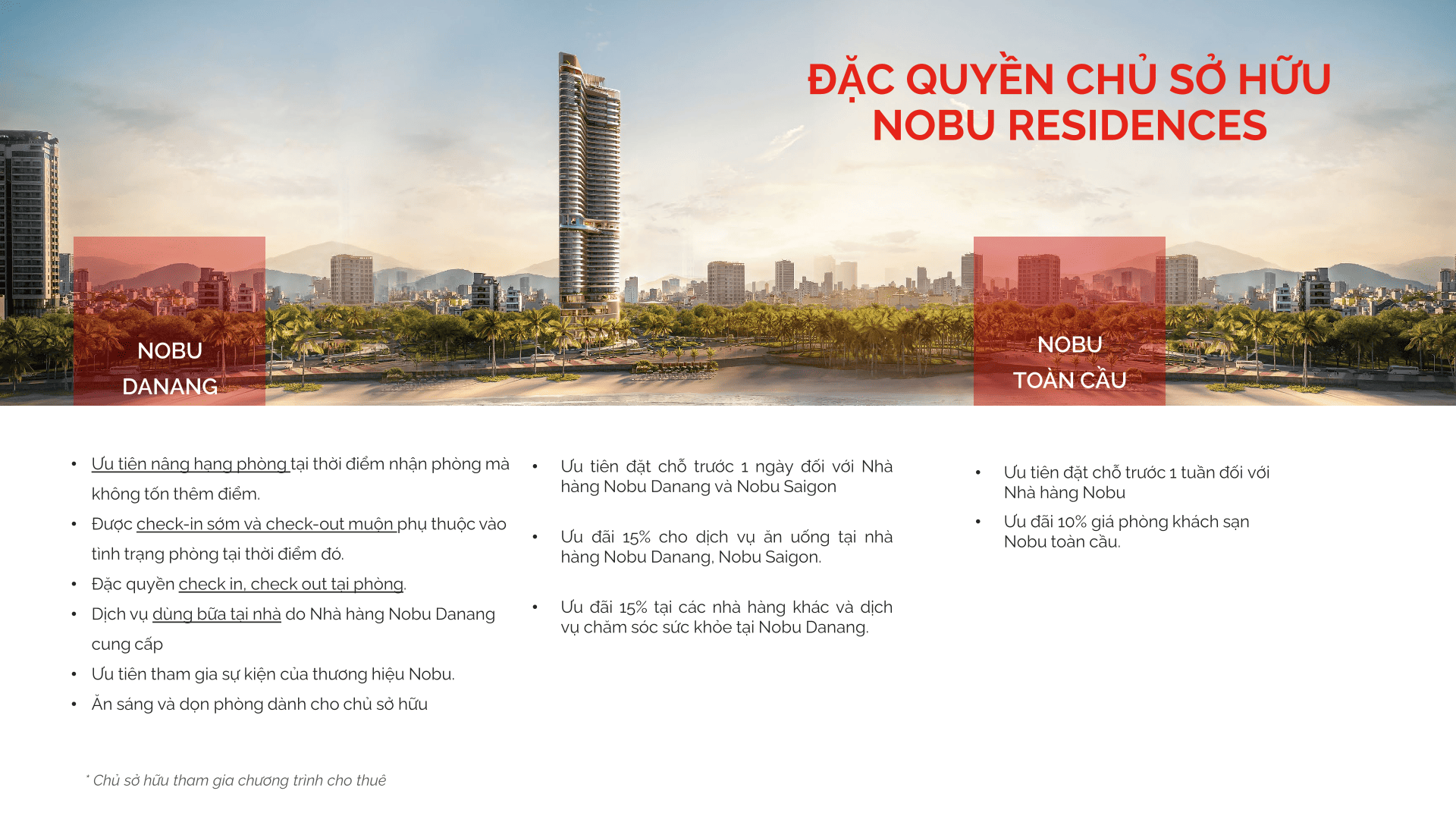 NOBU DANANG – CĂN HỘ NGHỈ DƯỠNG NOBU ĐẦU TIÊN TẠI ĐÔNG NAM Á 97 Đặc quyền chủ nhân tại Nobu Danang