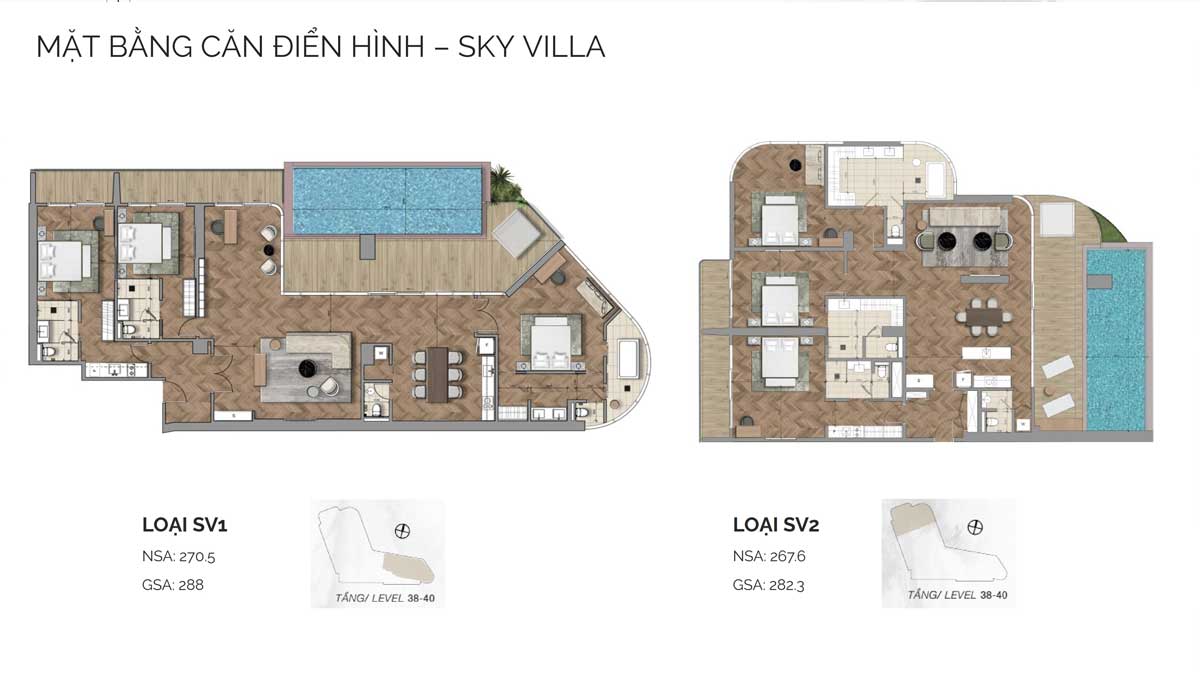 Mặt bằng căn hộ điển hình SkyVilla tại Nobu Danang